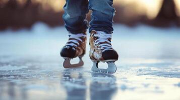 First Skating Lesson on Frozen Pond photo