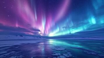 Polar Auroras Over Frosty Tundra photo