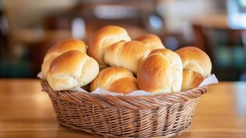 Fresh Bread Rolls in Basket photo