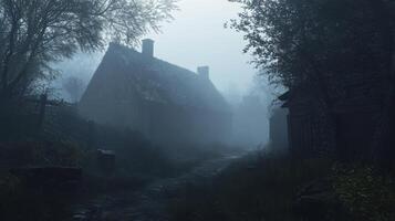 Fog Envelops Abandoned Village photo