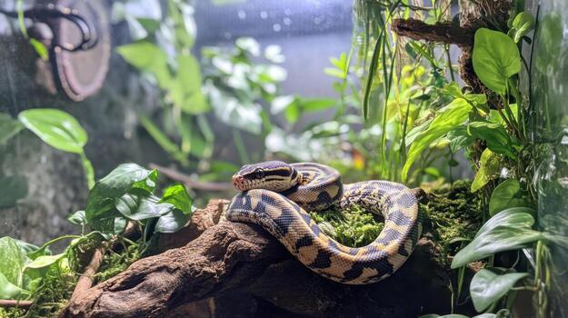 Ball Python in Cozy Vivarium photo
