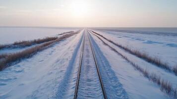 Snow-Covered Railway Track photo