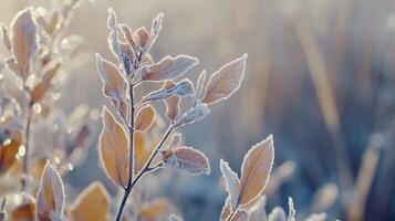 Frost-Covered Leaves at Morning photo