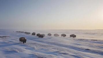Bison Crossing Icy Plain photo