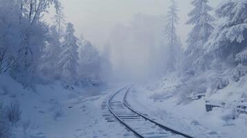 Train Tracks into White Wilderness photo