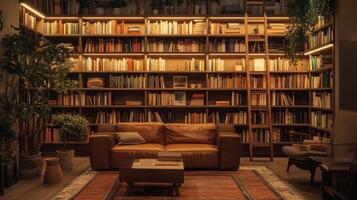Cozy Library Corner with Bookshelves photo