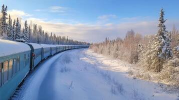 Winter Journey Through Pine Forest photo