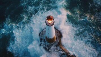 Frosted Lighthouse and Winter Waves photo