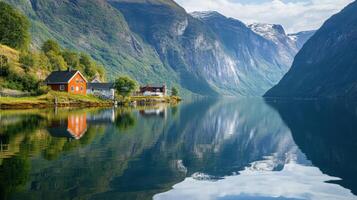 Glacier Reflections in Fjord photo