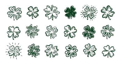 Green Clover set on white, Saint Patricks Day. vector