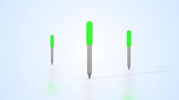 Nail Files on a Light Reflective Floor. Nail Files with Green Handle 3D Animation. video