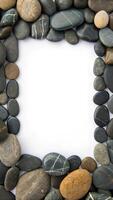 a vertical square frame made of rocks and stones photo