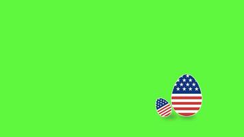 cute eggs with american flag isolated green with copy space. suitable for easter celebration greeting video