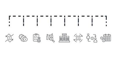 Accounting icon set..Editable stroke.linear style sign for use web design vector