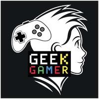 T-Shirt - Geek Gamer- Graphic Tee for Game Lovers vector