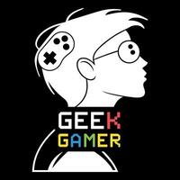 Geek Gamer Silhouette with Controller Design vector