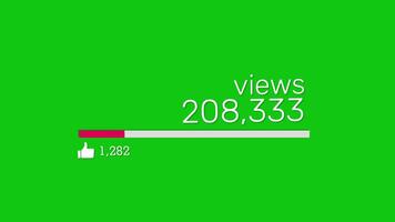 YouTube Views and Likes Tracker 1M Counter Animation Green Screen video