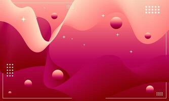 Red and pink abstract memphis background of flowing element trend design. vector