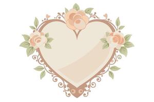 Romantic heart-shaped frame adorned with delicate floral design. vector