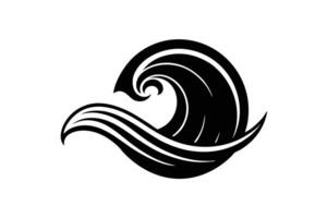 Black and White Ocean Wave Design vector