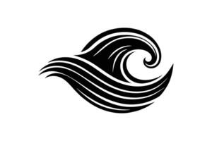 Stylized Black and White Ocean Wave Design vector