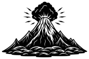 A Powerful Volcano Erupting, Vintage Graphic Design vector