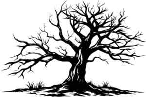 Intricate Black and White Illustration of a Bare, Majestic Tree vector