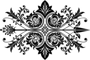Ornate Floral Design with Arrow Motif for Decorative vector