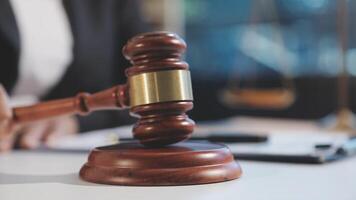 A judge's gavel on a desk video