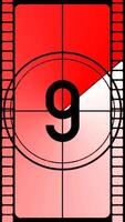Classic countdown timer with red background and film tape video