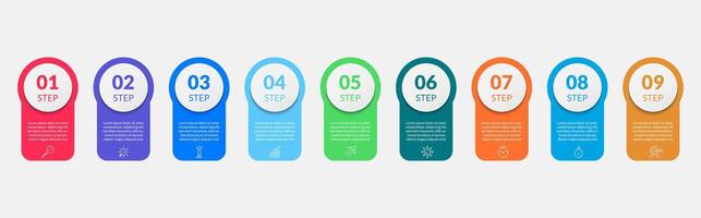 Infographic design business template with icons and 9 nine options or steps.,,, vector