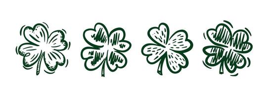 Clover set on white, Patricks Day, hand drawn illustrations vector