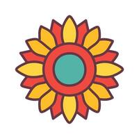 a circular center and evenly spaced petals vector