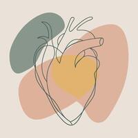 Minimalist Hand Drawn Human Heart with Abstract Colorful Shapes vector