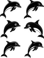 Set of dolphin art vector