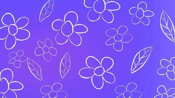Animated background of Bright floral patterns dancing on a purple background, a unique artistic display of the beauty of nature video