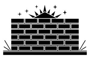 A strong, illuminated brick wall, symbolizing resilience. vector