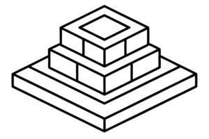 Simple graphic of a tiered structure built from blocks. vector