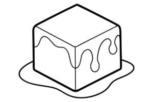 Melting Ice Cube, Simple Line Art Illustration vector
