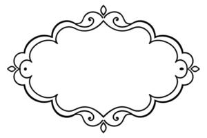 Elegant black and white ornate label frame design. vector