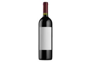 Red wine bottle with blank label mockup perfect for design presentation isolated transparent background png