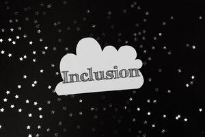 Cloud with the word inclusion written on it photo