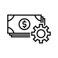 stack of money with cogwheel icon vector