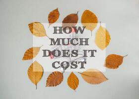 A leafy background with the words How much does it cost written in the center photo