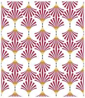A repeating pattern of stylized red and gold fan shapes on a white background, creating a vibrant and dynamic design. vector