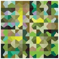 A vibrant abstract mosaic of interconnected shapes in various shades of green, yellow, and blue, creating a lively and colorful pattern. vector