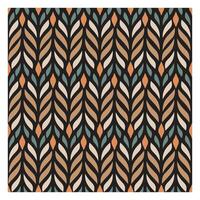 A stylized leaf pattern in earthy tones of brown, teal, and orange, set against a black background, creating a vibrant, modern design. vector