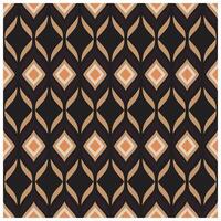 A geometric pattern featuring alternating diamond shapes in warm tones of peach and beige against a black background, interspersed with flowing leaf-like designs. vector