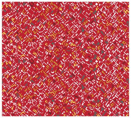 A colorful arrangement of red and yellow squares and lines, forming an eye-catching and energetic pattern.