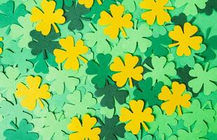 Patrick's day, background of shamrock clover leaves in different colors photo